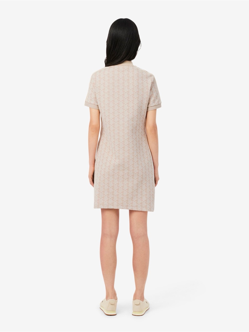 NWT Lacoste Monogram Polo Dress Beige Slim Fit Size 34 - XS - Picture 4 of 11